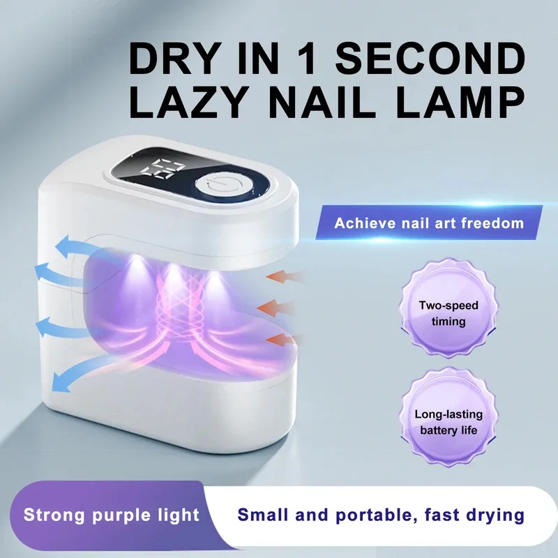 Mini secador de uñas, lámpara de pulido de Gel UVLED de secado rápido con pantalla LCD y temporizador 30/60S, práctica herramienta de curado de lámpara de uñas USB