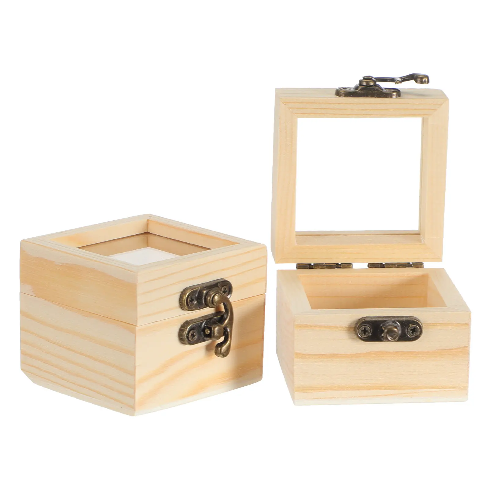 

2 Pcs Jewelry Insect Display Case Jewelry Storage Box With Clear Window Square Wood Specimen Box For Collection Wooden Box