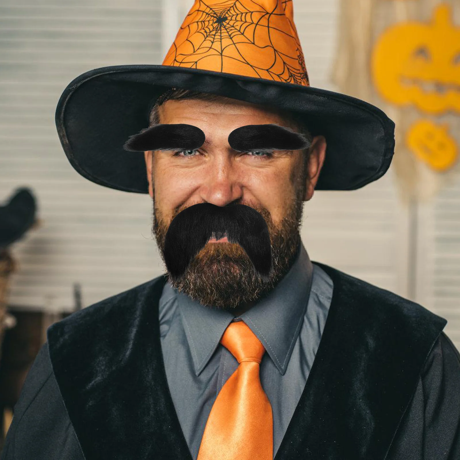 5 Juegos de cejas de barba falsa para Halloween, disfraz de anciano abuelo, accesorios para fiesta de Cosplay, Kit de disfraz de anciano