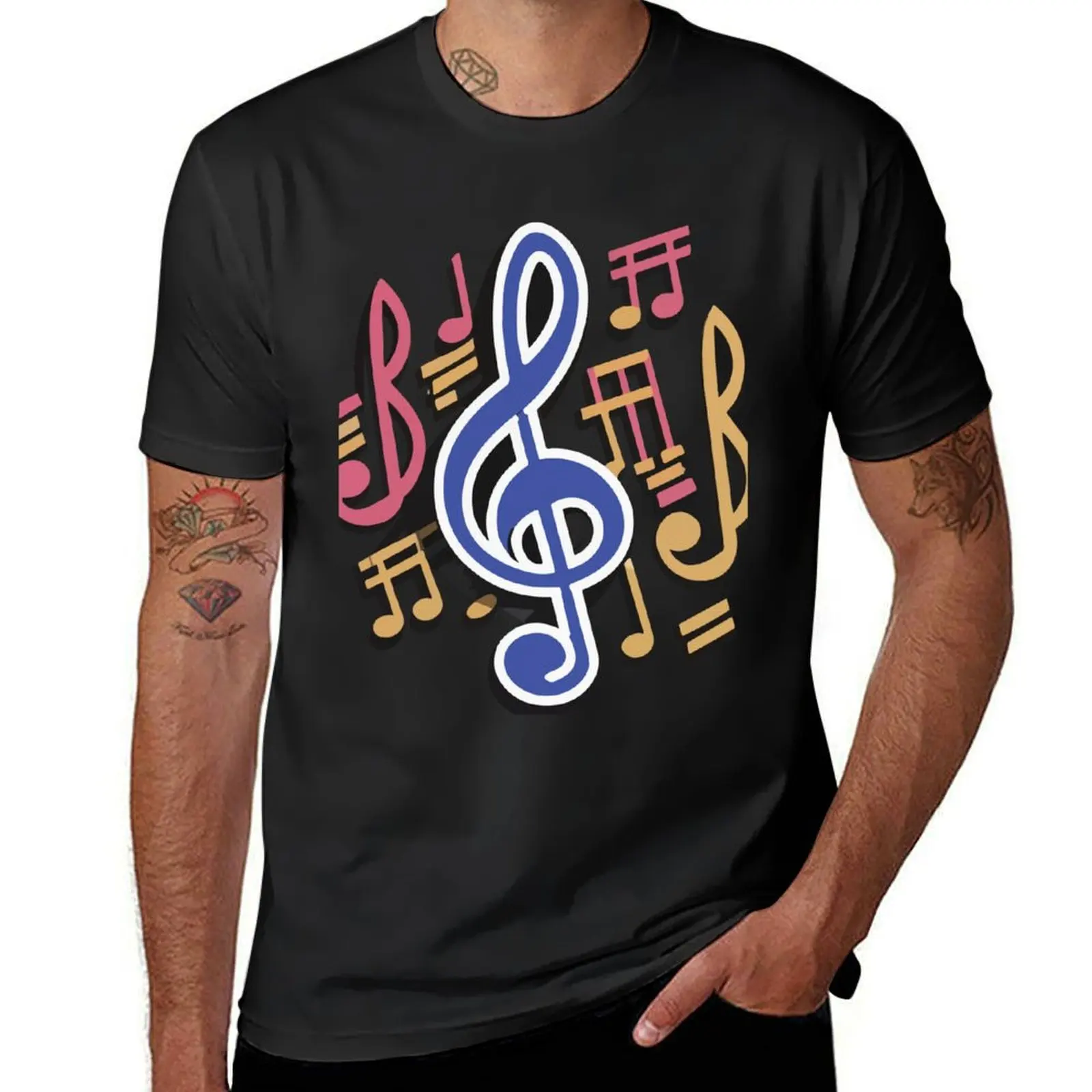 Abstract Musical Notes Intricate Pattern T-shirt heavyweights tops anime quick drying t shirt for men