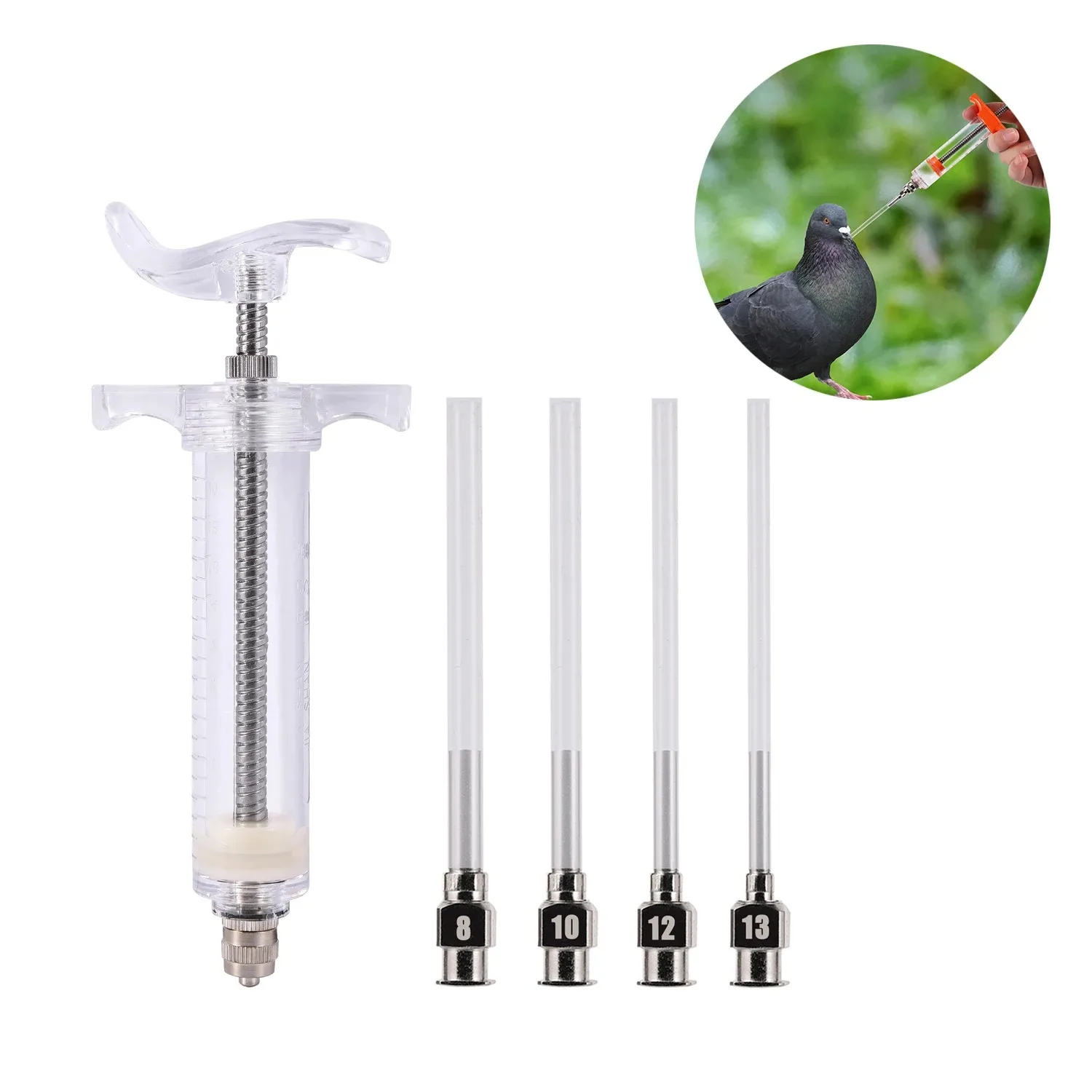 1Pc Baby Bird Feeding Syringe Parrot Baby Pigeon Manual Feeding Silicone Feeding Hose Medicine Tube Small Pet Feeding Syringe