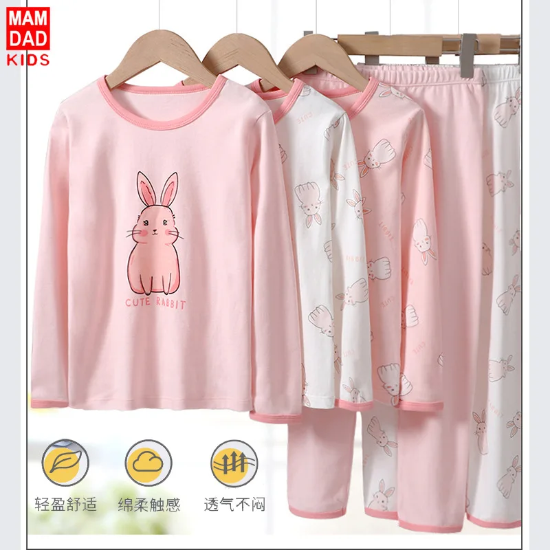 Cute Underwear Set 2024 New 100% Cotton Children's  Pajamas Homewear Clothing Set for Kids Girls Autumn and Spring