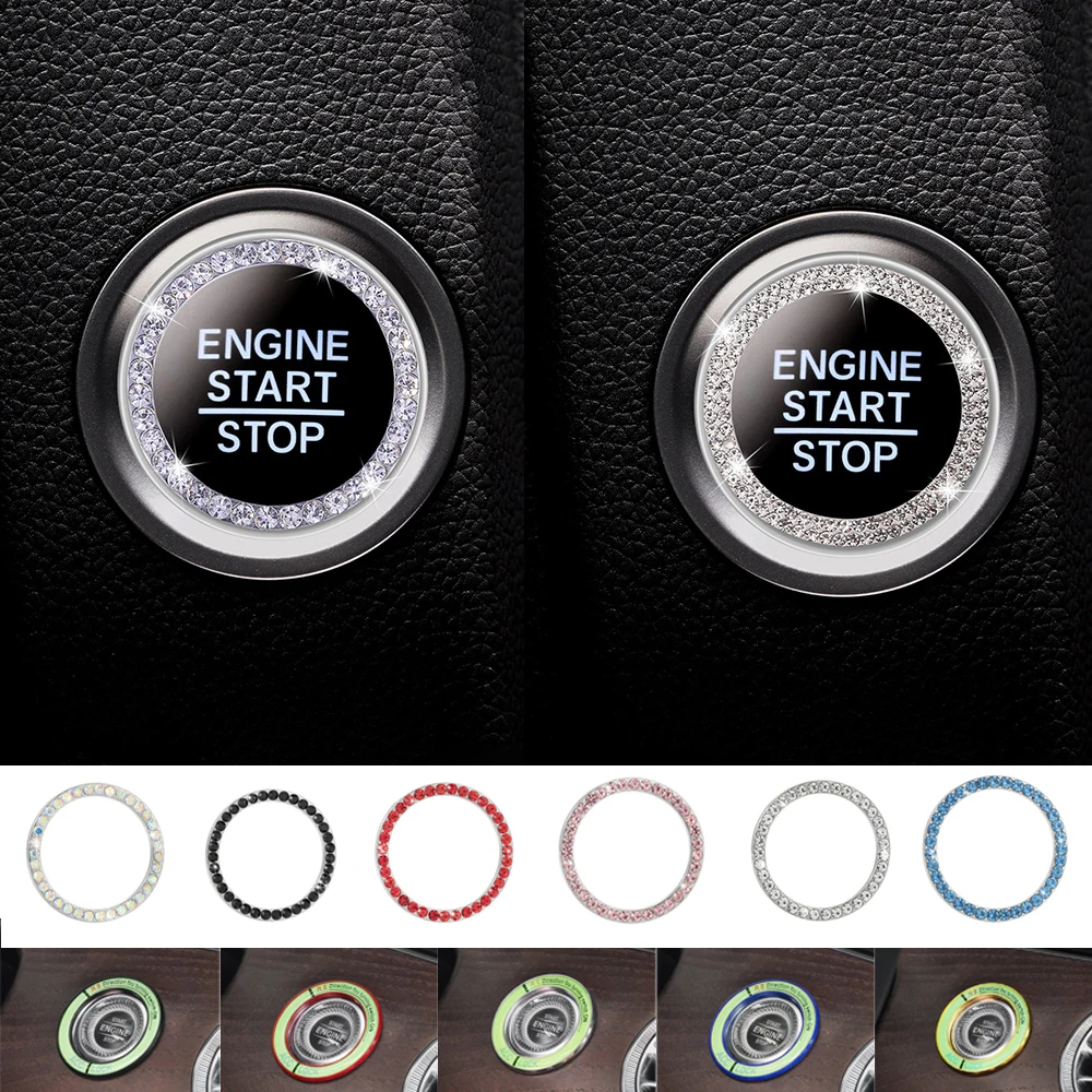 Luminous Ignition Switch Cover For Volkswagen Passat B5 Touran Tiguan Phaeton Toureg Sharan Polo Diamond Car Key Ring Stickers