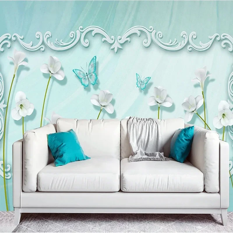 Custom 3D European Retro Butterfly Flower Background Mural Wallpaper For Bedroom Walls Tapety Papel De Parede Fresco Home Décor