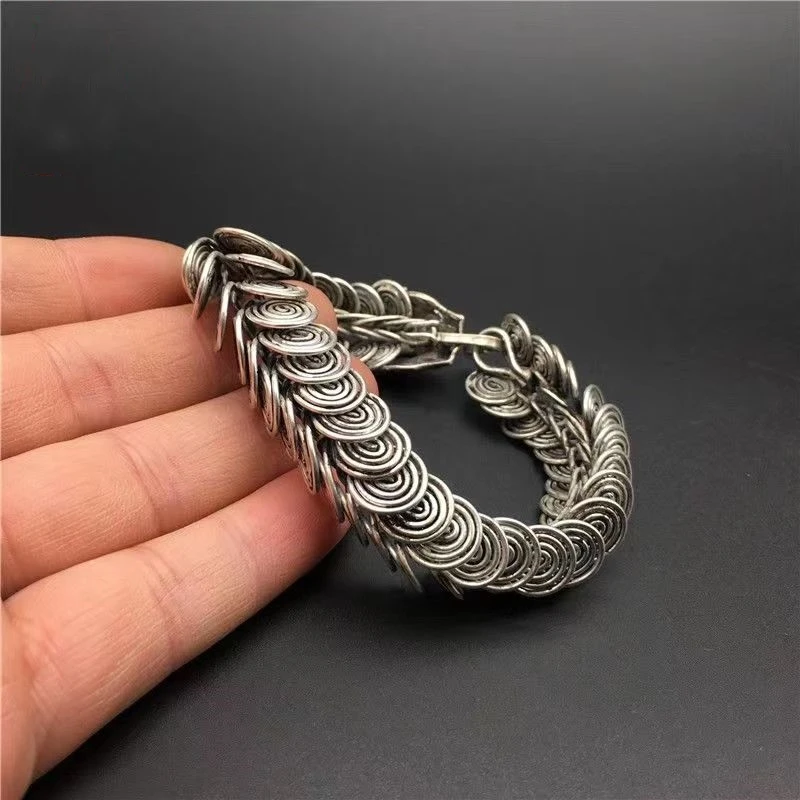 Tibetan Silver Traditional Ethnic Style Creative Faucet Bracelet Personality Fashion Jewelry Men Women Couple Gift Accessories