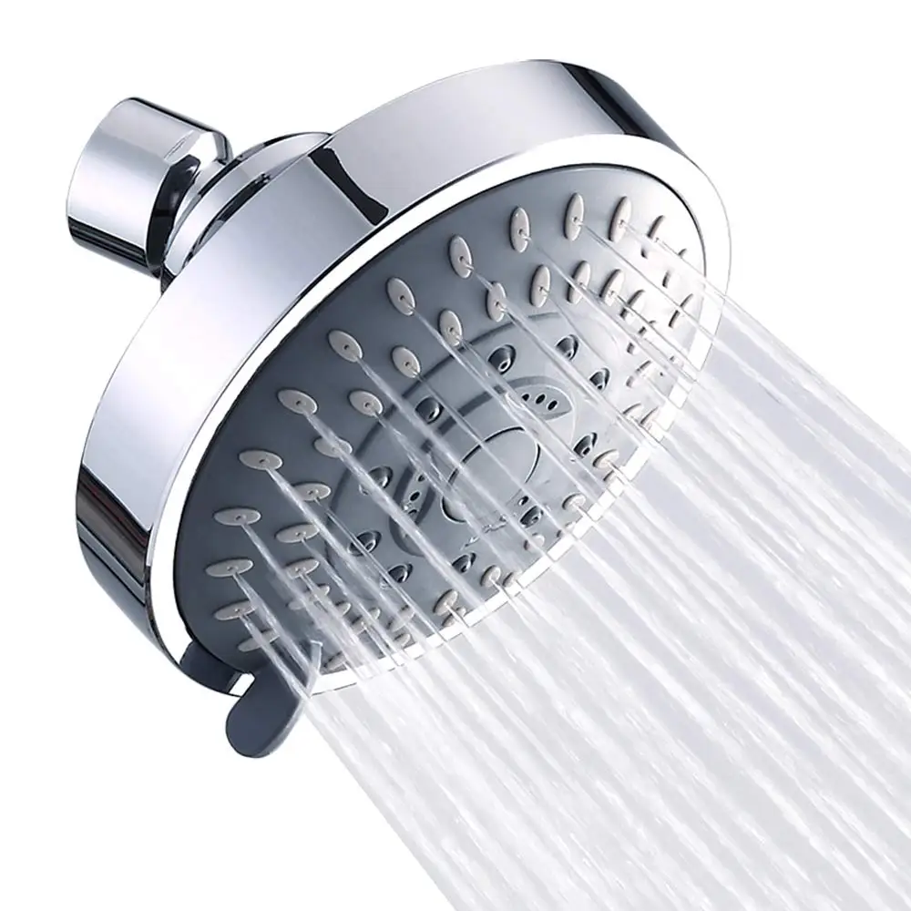 Shower Head High Pressure Rain Fixed Showerhead 5-Setting with Adjustable Metal Swivel Ball Joint