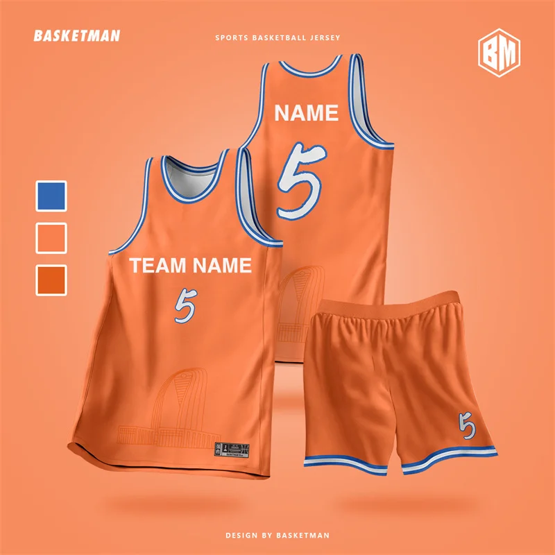 

BASKETMAN Basketball Sets For Men Customizable Name Number Logo Full Sublimation Pattern Prints Jerseys Shorts Training Uniforms