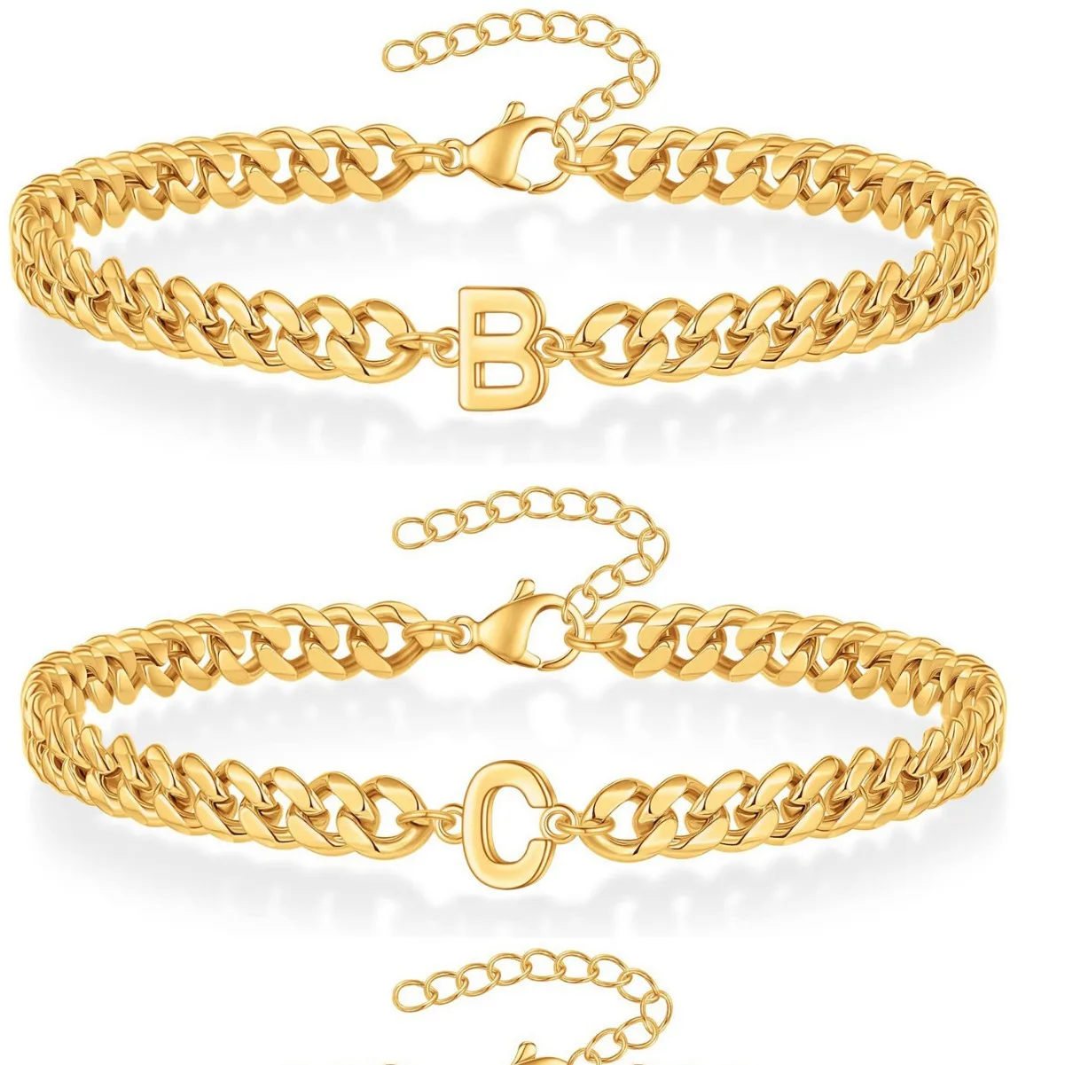 

Chain 26 Initials Cuban Bracelet Stainless Steel Fadeless Unisex Couple Jewelry Matching Fashion Hand Accessory for Men