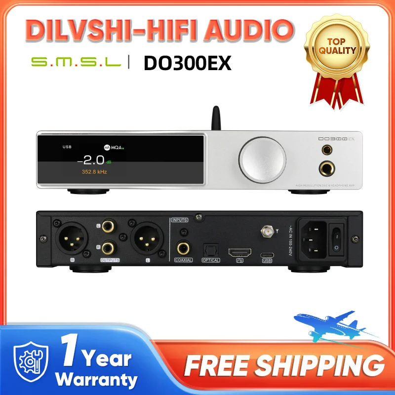 

SMSL DO300EX Audio DAC & Headphone AMP AK4191 AK4499EX DAC MQA-CD Decoding XMOS XU-316 DSD512 768KHz 32Bit Hi-res Pre-Amplifier