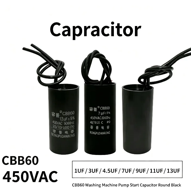 CBB60 Circulating Pump Heating Pump Washing Machine Water Pump Capacitance 450V 450VAC 1UF 2UF 3UF 4.5UF 7UF 8UF 9UF 11UF 13UF