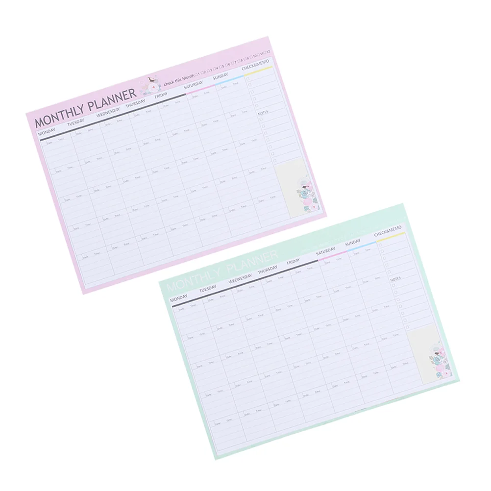 

2 Books Monthly Planner Daily Notepad Notebook Productivity Tools Academic Paper Schedule Calendar