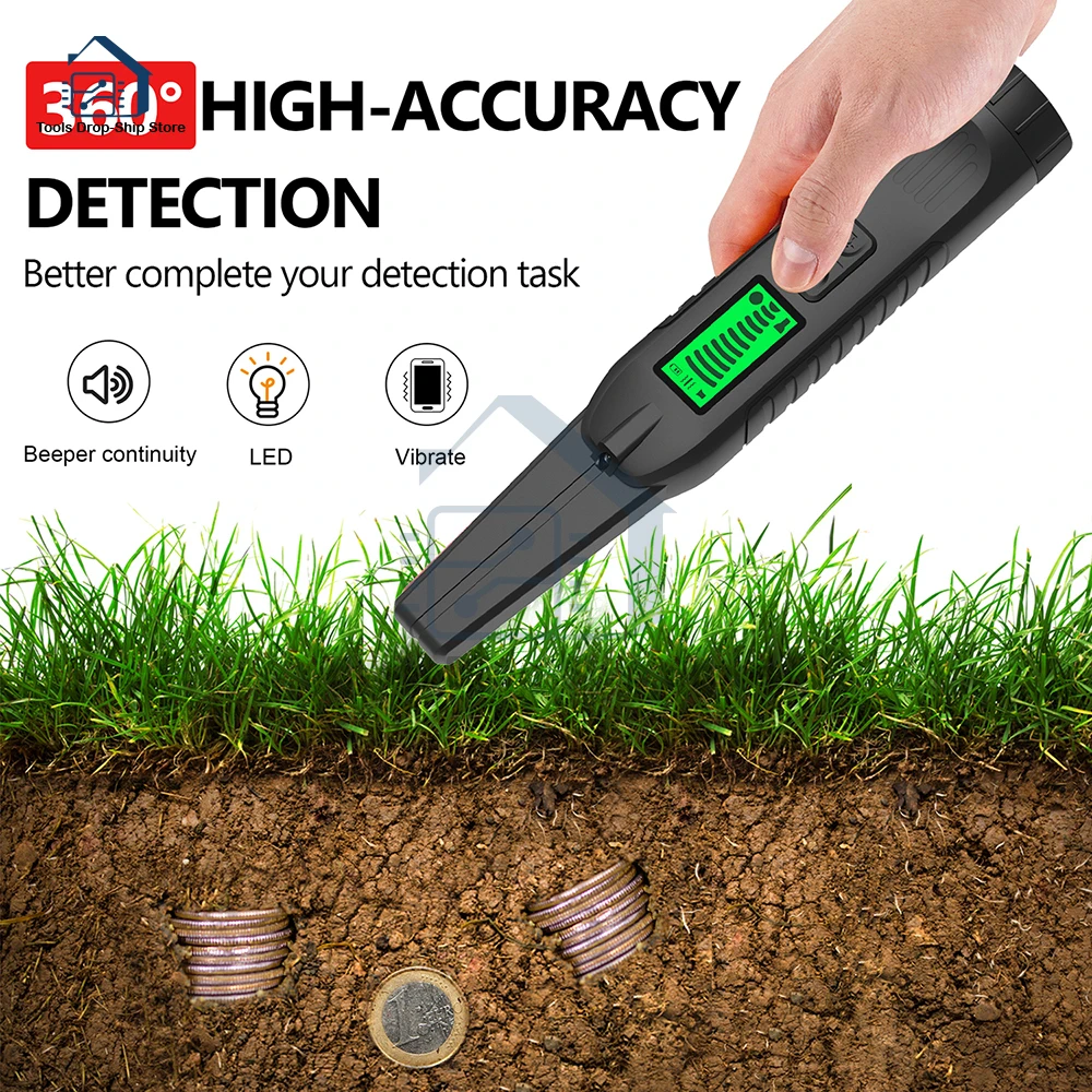 يده للكشف عن المعادن مقاوم للماء Golder مكتشف المعادن محدد 360 درجة كشف أداة شاشة الكريستال السائل الكنز هنتر #2