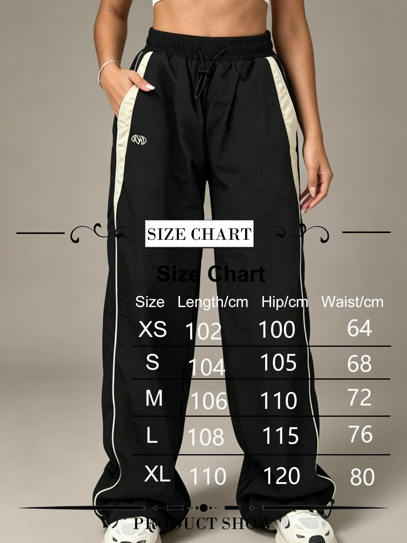 Damen Casual Weite Cargo-Hose mit Kordelzug, Einfarbig, Streetwear, Elastische Taille, Jogginghose, Lose Hip-Hop-Baggy-Hose – Detail 2