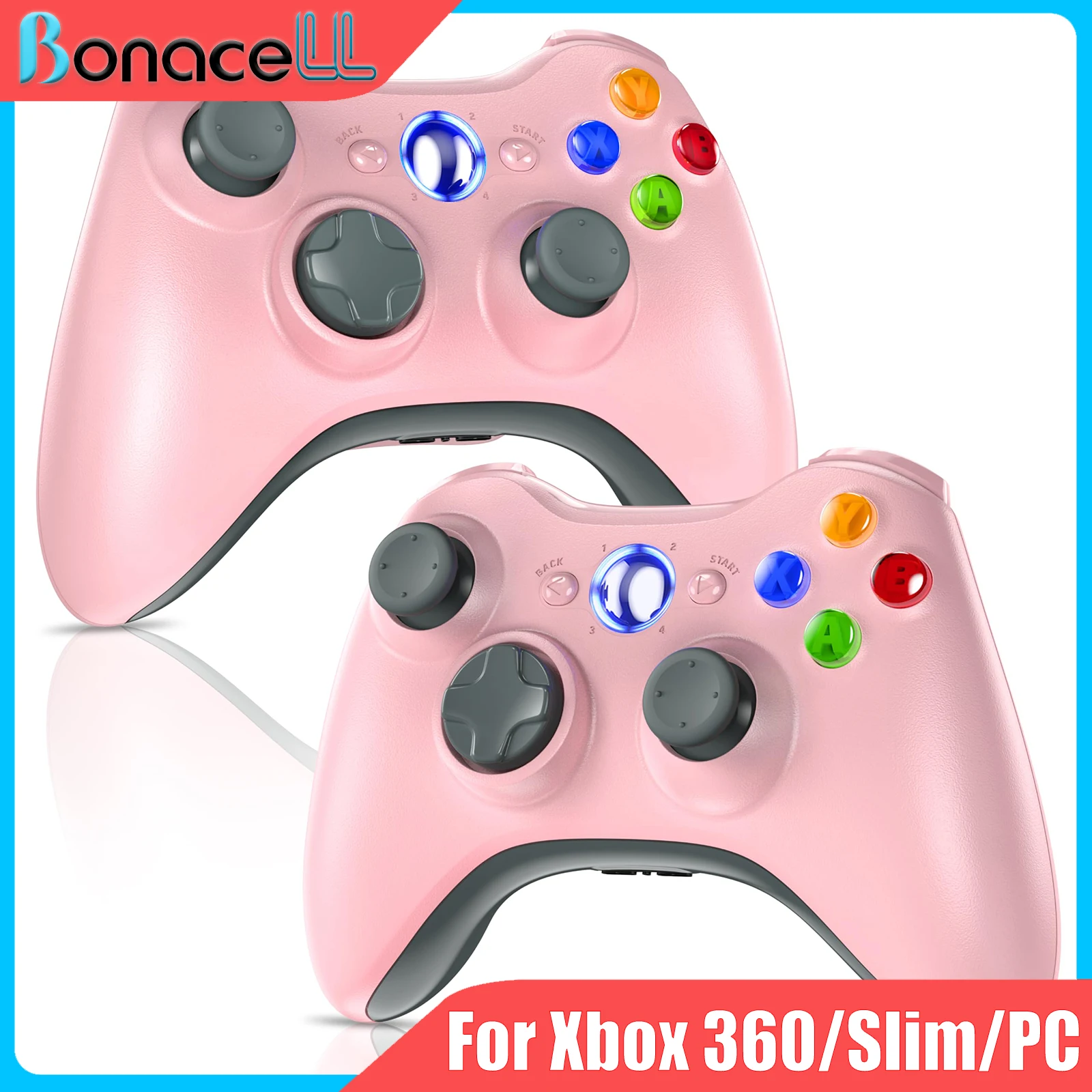 

2 упаковки контроллера для Xbox 360/Slim/ПК/Winodow 7/8/10 беспроводной геймпад игровой джойстик 6-осевой двойной вибрационный рокер для видеоигр