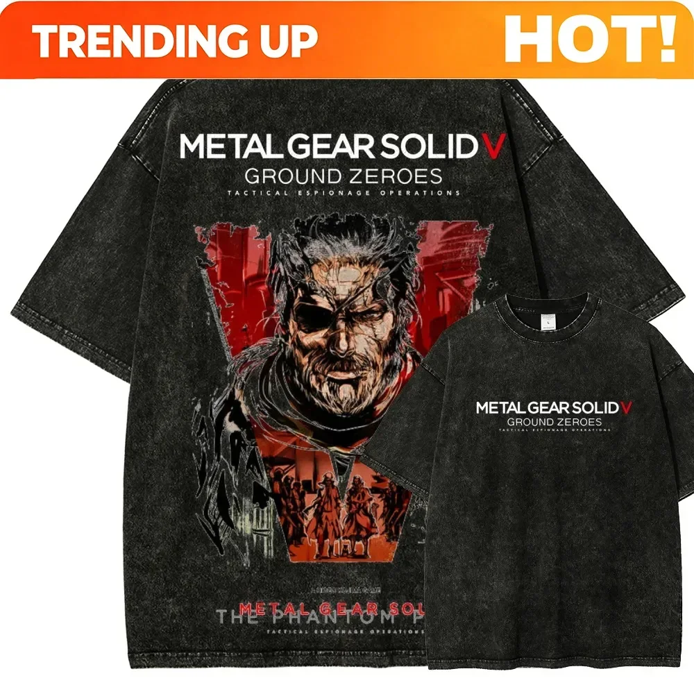 Customization Hot Sale Classic Game METAL GEAR SOLID Graphic Print T-Shirt Men Women Retro Washed Cotton Oversized Fashion Top S