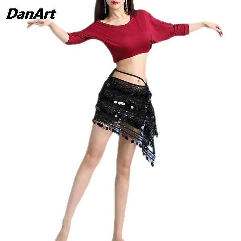 

Women Belly Dance Practice Suit Oriental Dance Belly Dance Ladies Set Loose Bat Sleeve+Tassel Sequin Hip Scarf Hot selling