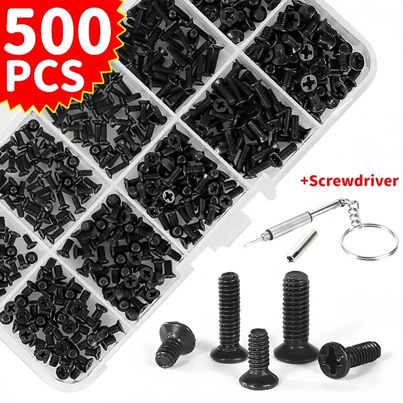 500 Pcs/Set Mini Screw Set Metal Screws for Mobile Phone Computer Watch Repair Screwdriver for Computer Mobile Phone Repair Tool