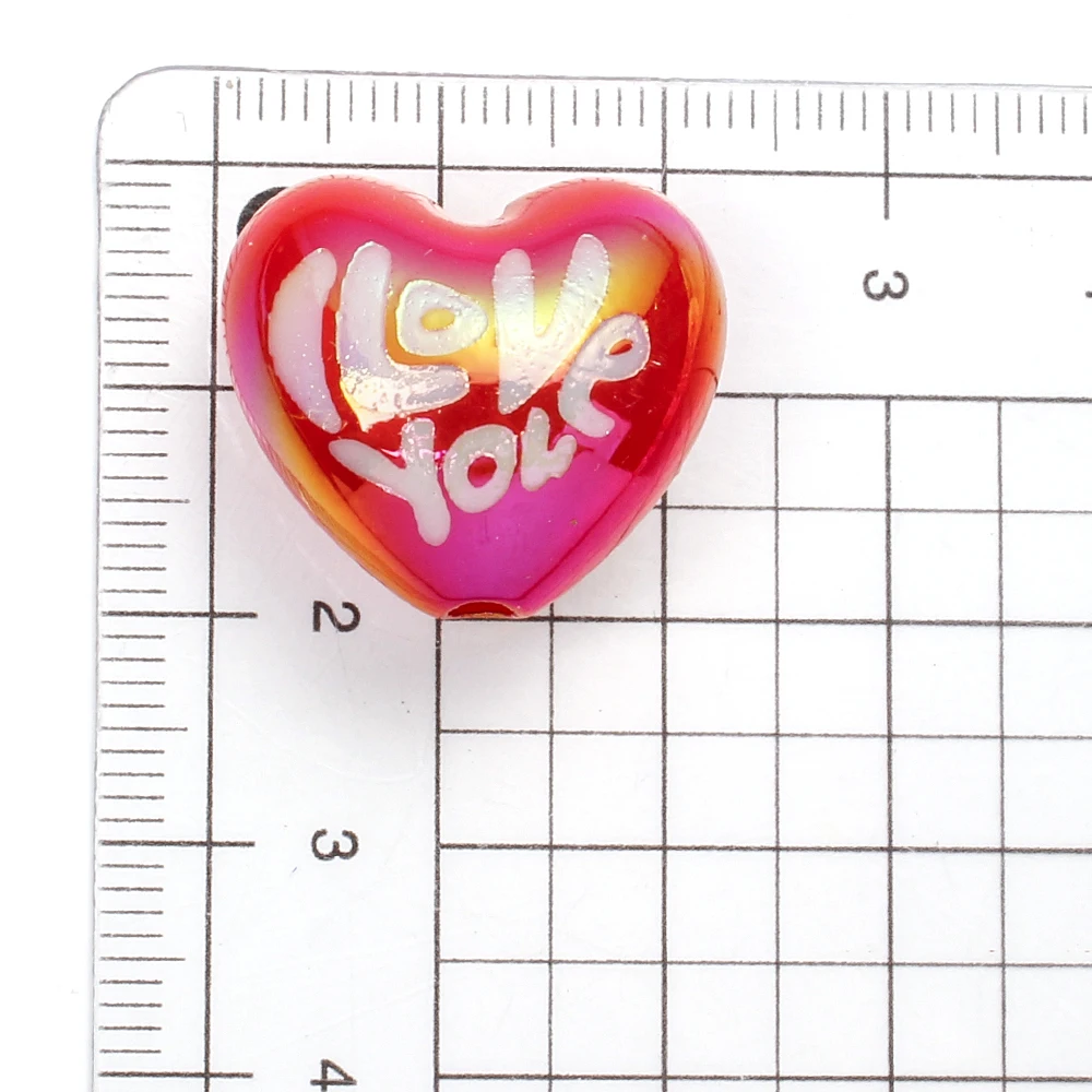 10Pcs Acrylic 3D Love Heart Beads Ab Color Focal Beads for Pens Hairpin Charms Diy Making for Making Bracelet Phone Chain