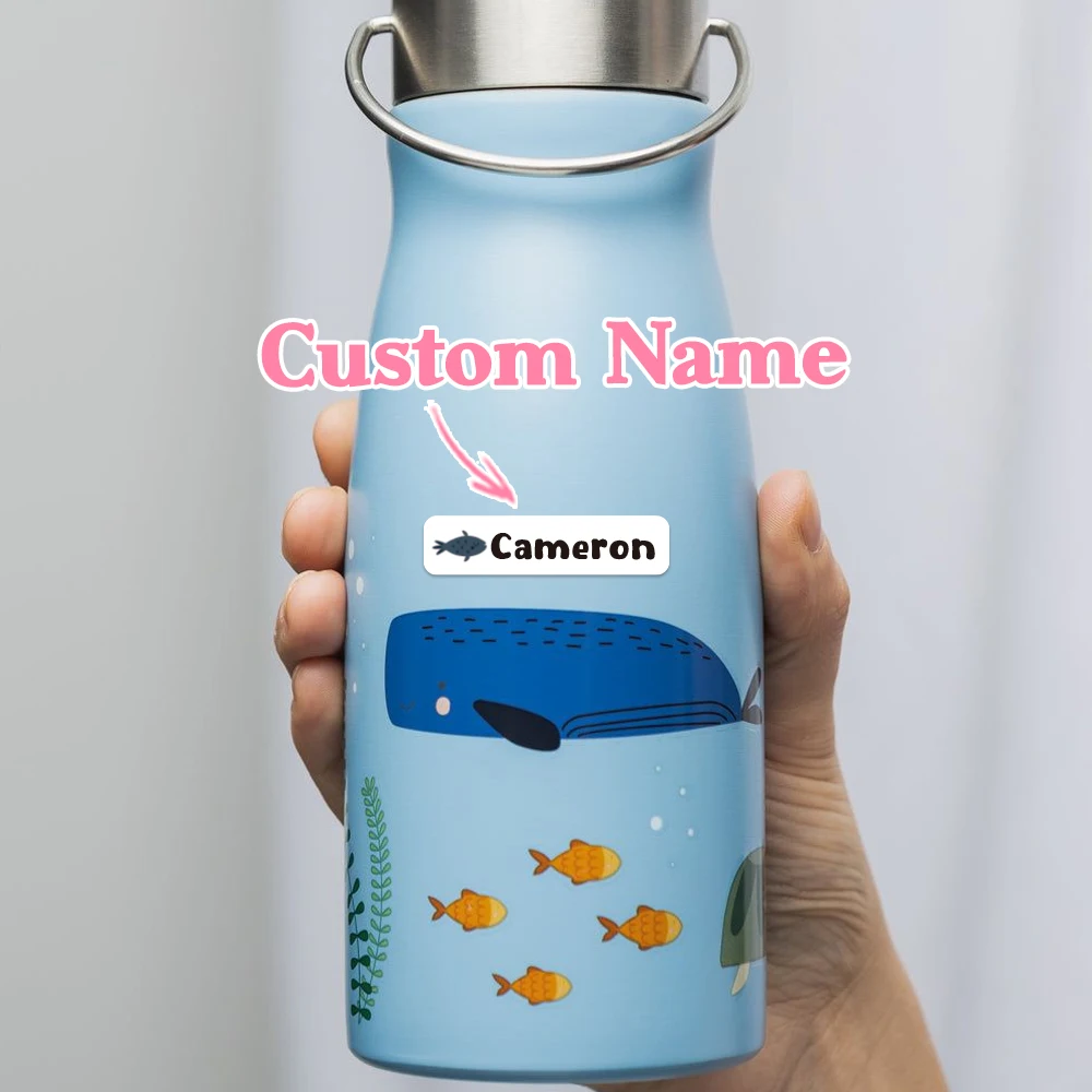 Custom ocean Name Sticker,Transparent Waterproof Stickers for Kids,diy Name Labels for School Bag Bottles Box  Mug Uniform view 2