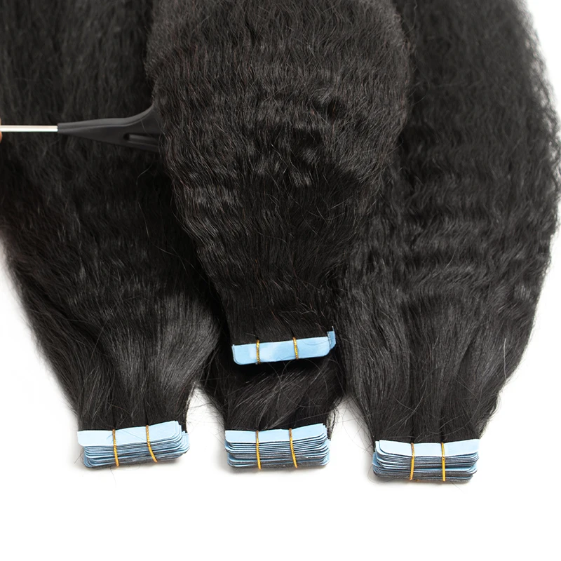 غريب مستقيم الشريط في ملحقات الشعر البشري الطبيعي بشرة ريمي الشريط في وصلات الشعر 12-26 بوصة 20 قطعة الشريط على الشعر #3