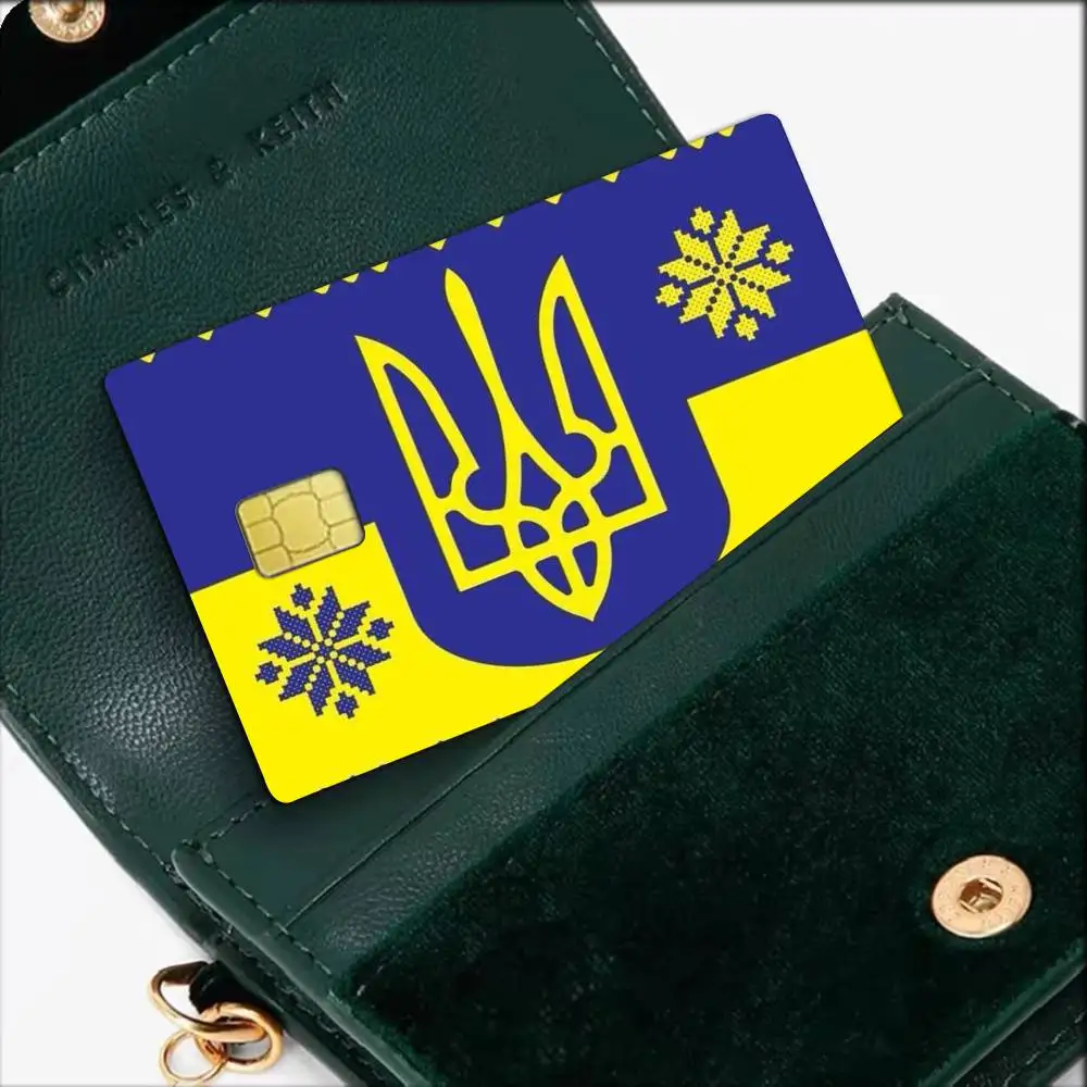 Nation flag U-Ukraine print   Waterproof Film Skin Cover Credit Card Stickers Debit Front Bank Bus Pass