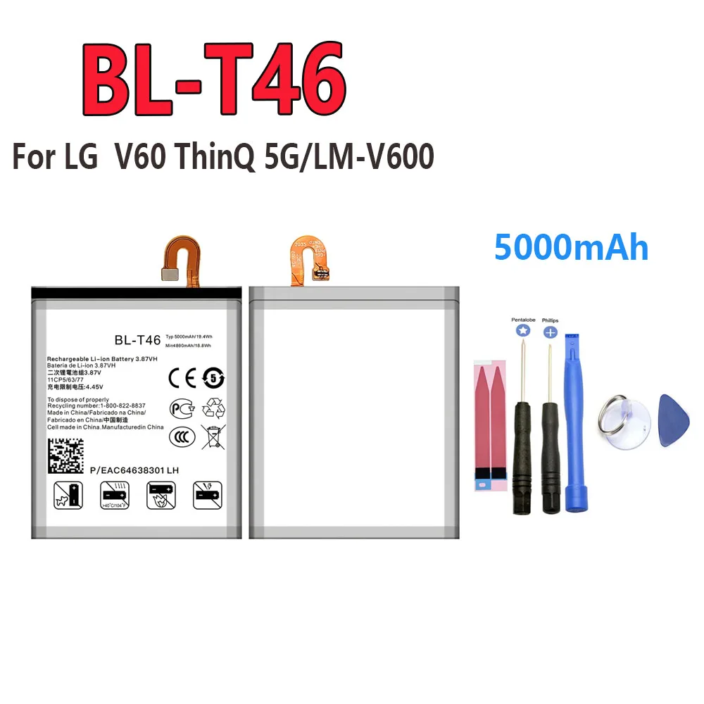 ISUNOO BL-T46 5000mAH Batter For LG V60 ThinQ 5G/LM-V600 Rechargeable Li-ion Batter