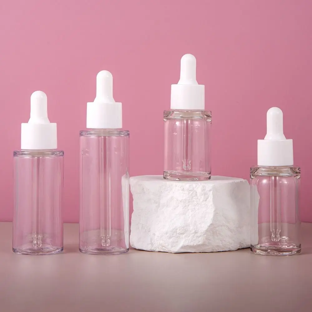 

20-50ml Essential Oil Dropper Bottles White Plastic Refillable Bottles Cosmetic Liquid Containers Transparent