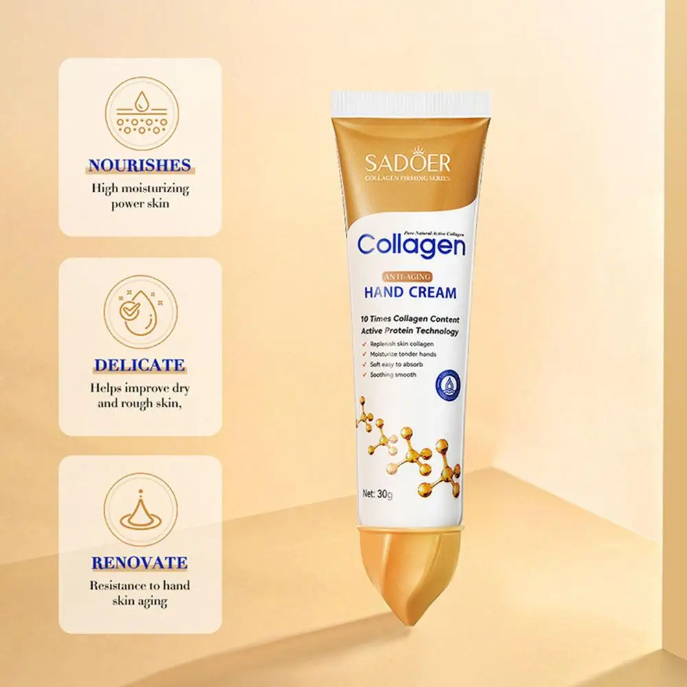 Collagen Anti-wrinkle Removal Hand Cream Moisturizing Nourish Whitening Calluses Gel Crack Exfoliating 30G Anti-Aging Repai X4Y9