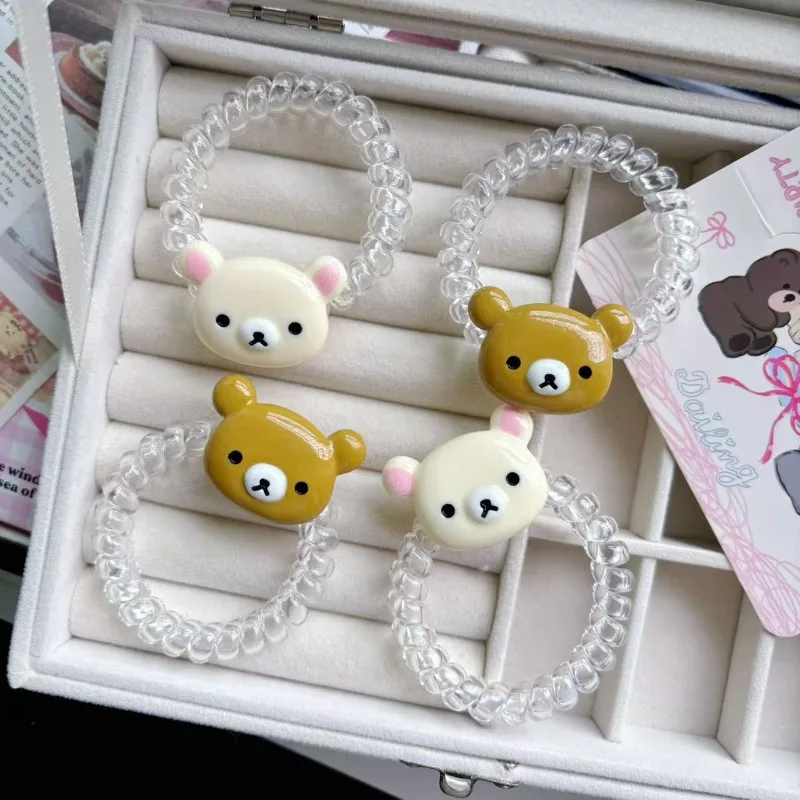 Lucu ‌ Rilakkuma ‌   Lingkaran Rambut Sederhana Kreatif Saluran Telepon Lingkaran Rambut Kartun Gadis Aksesoris Rambut Anak Gadis Hadiah Natal