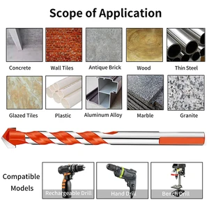 Professional 3-12mm tungsten carbide drill used to pierce the set set from the center of the glass ceramic tile concrete drill tool 8 Main Sales Mason Tool - №5
