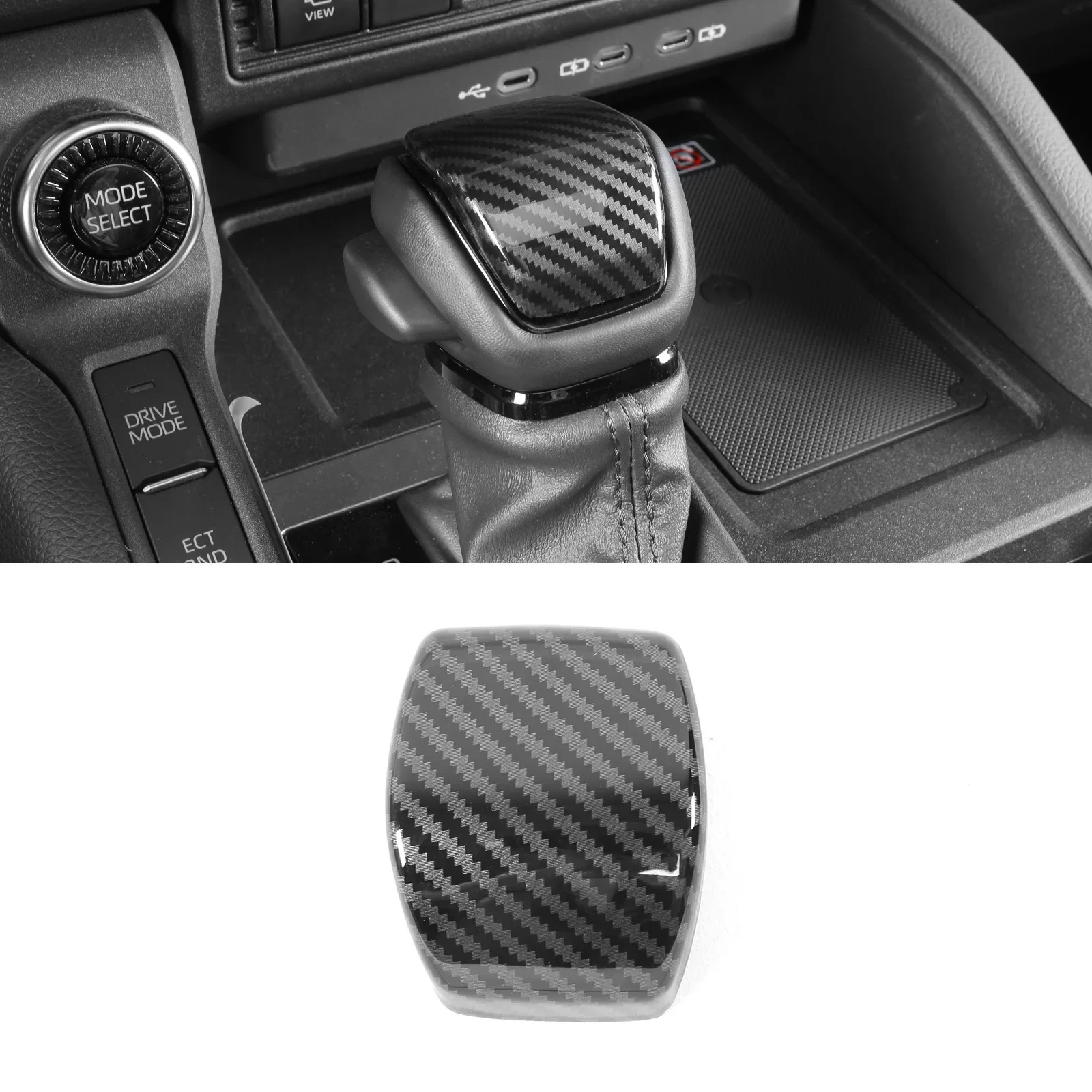 Car All-inclusive Gear Head Decorative Cover Glossy Carbon Fiber Texture Gear Shift Knob Decor Accessories For Toyota Hilux 2026 detail image 1
