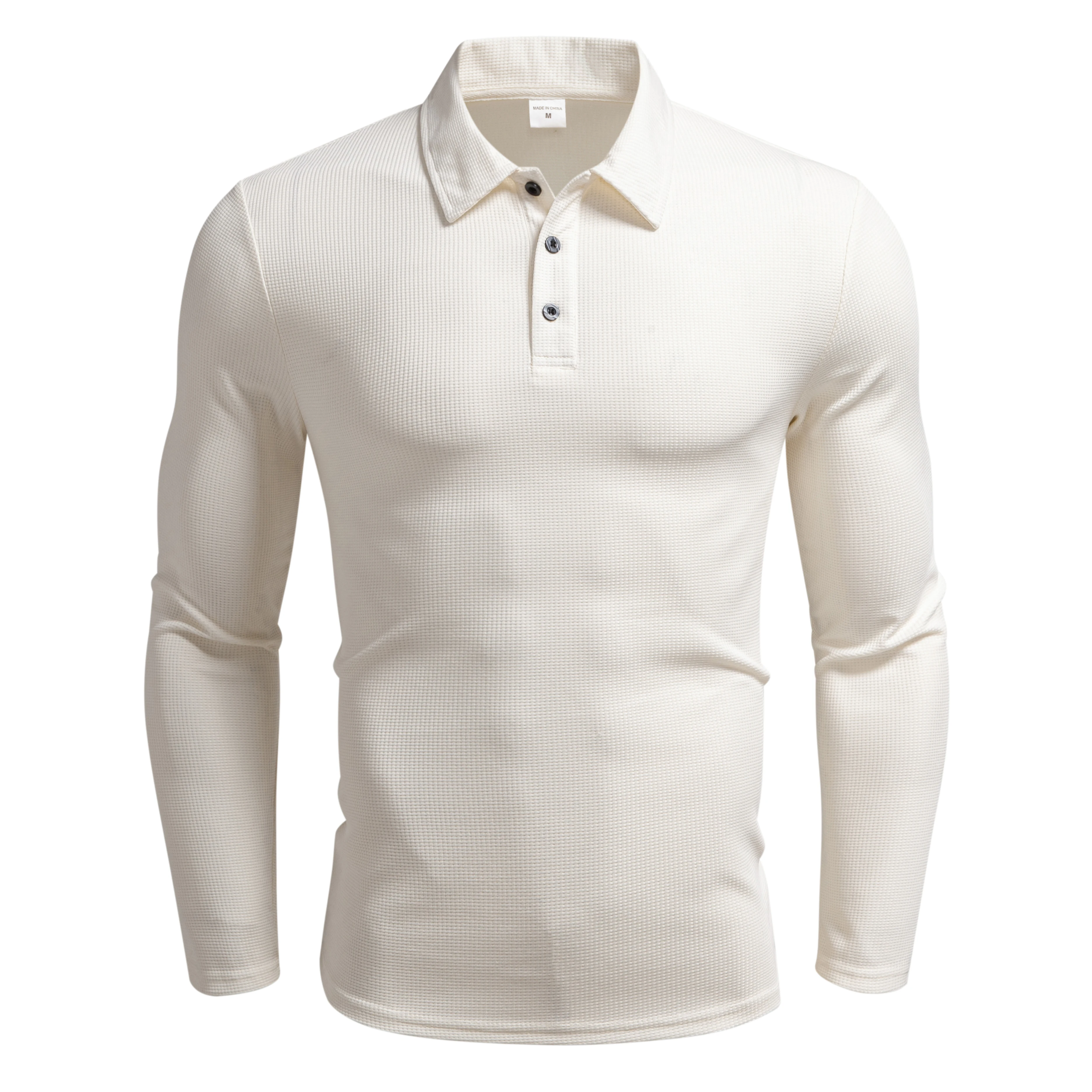 New Light Luxury Leisure Business Mature Leisure Men's Sports Retro Style Waffle Fashion Men's Outdoor Long Sleeve Polo Shirt
