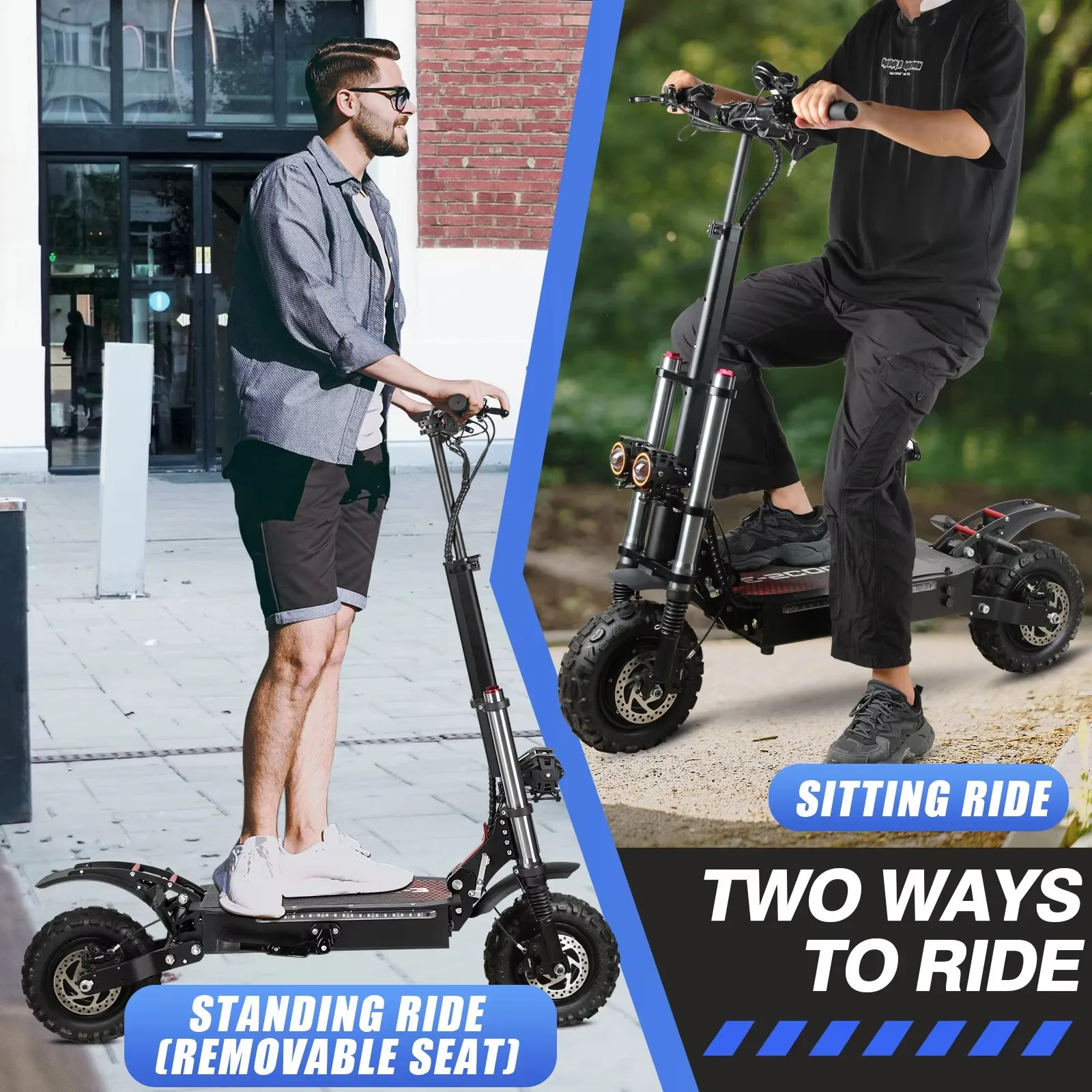 6000W High Power Adult Electric Scooter  Off-Road Commute Foldable 60V 38Ah Large Battery 60 Miles Range 50 Mph Fast E-Scooter