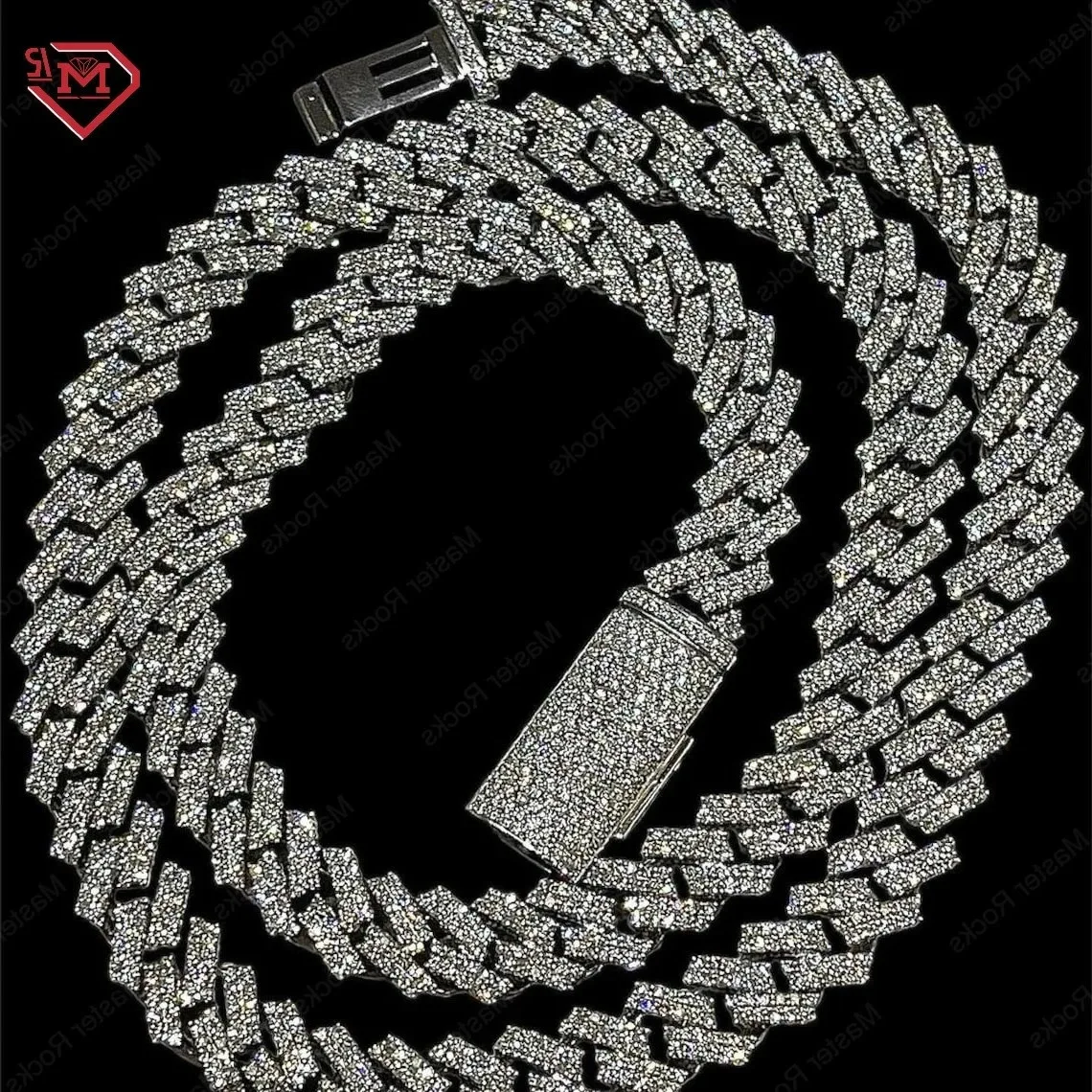 

Hiphop Moissanite Cuban Chain 10mm VVS Iced out 925 Sterling silver Moissanite Cuban Link Chain