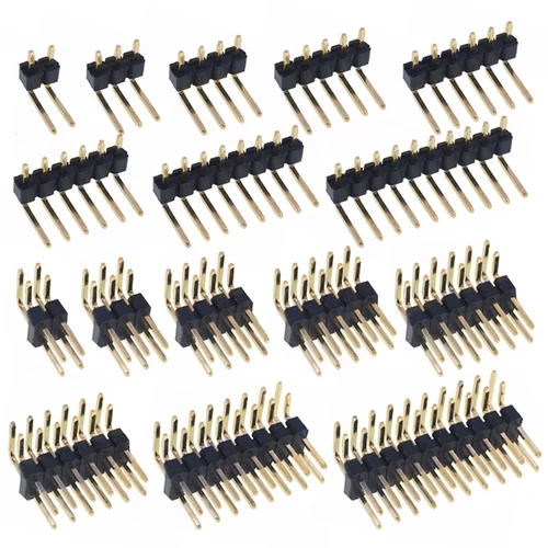 Imagen 2 del producto 20 piezas conector de cabezal de Pin curvo de una sola fila de 2,54mm cabezal de pin de doble fila 2P/3P/4P/5P/6P/8P/10P aguja curva de tira