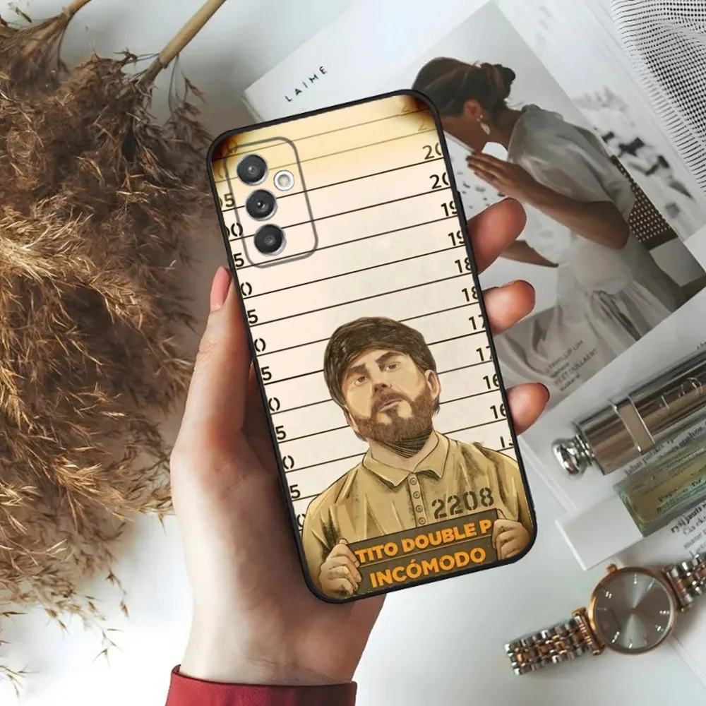 حافظة هاتف EL LOKERON Tito Double P لهاتف سامسونج S24,23,22,30,21,10,9,Ultra,Plus,Lite,FE,5G حافظة ناعمة سوداء