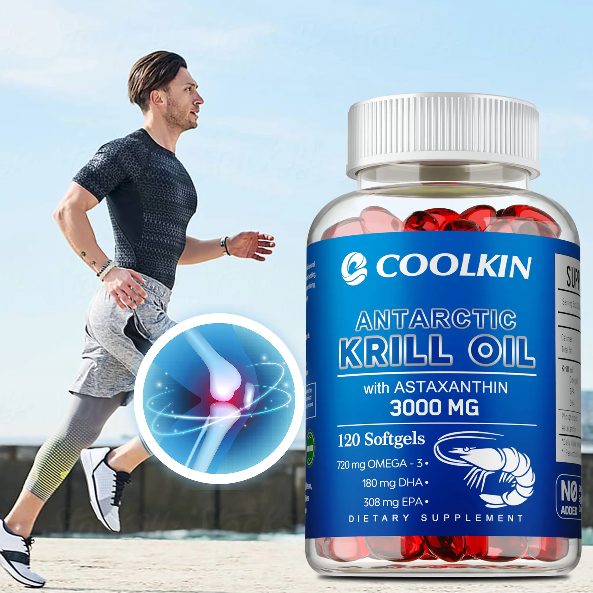 

Antarctic Krill Oil 3000mg - Reduce Joint Pain, Improve Blood Circulation, Supports Skin, Heart & Joint Health - Omega-3 EPA,DHA