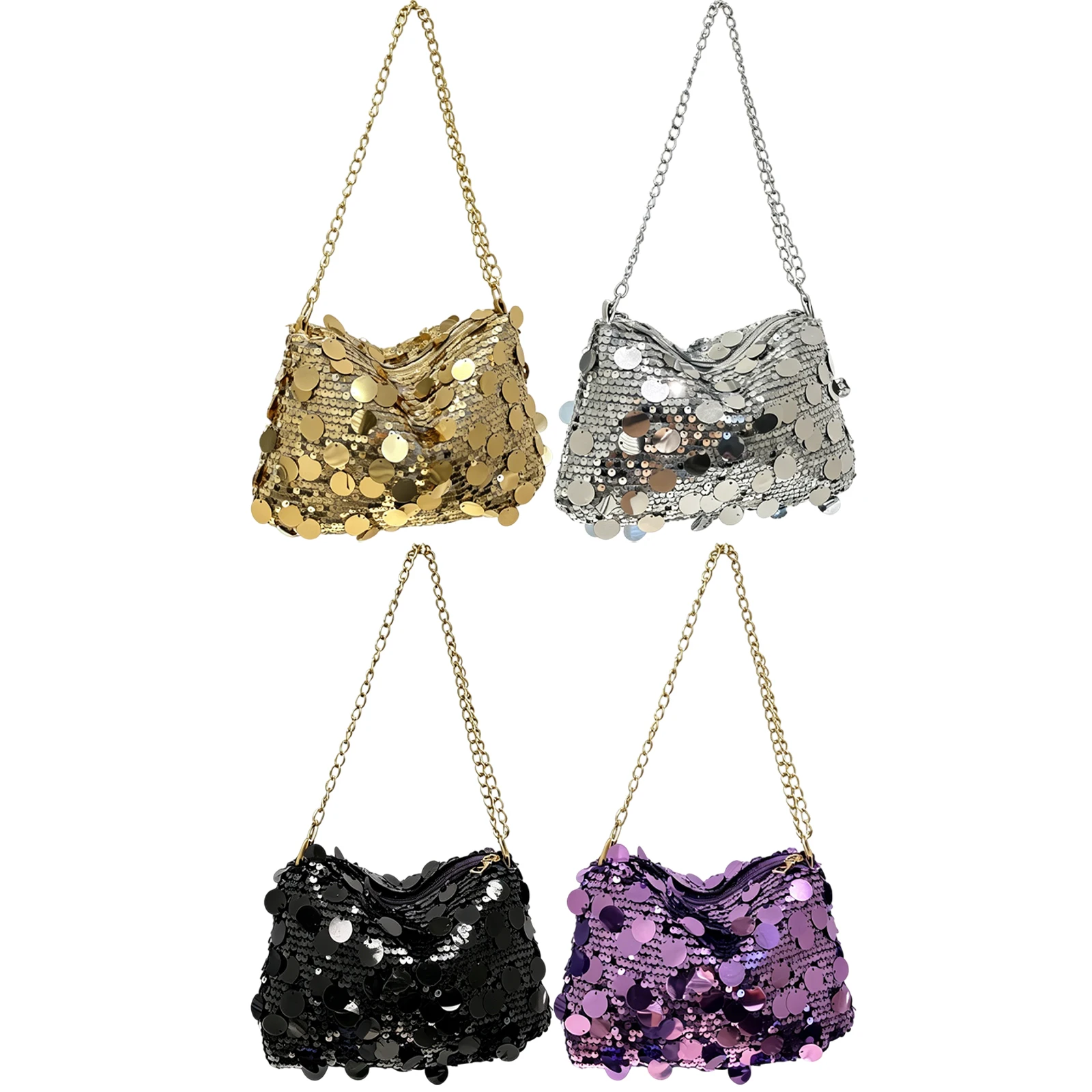 Sparkly Sequin Elegant Evening Purse with Removable Metal Chain Hobo Clutch Purses Evening Clutch for Party Prom Banquet Wedding