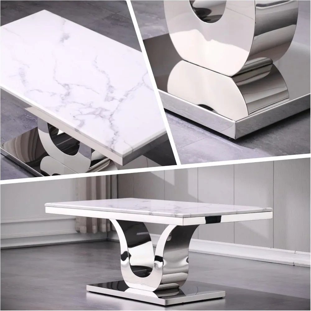 Mesa de centro moderna, mesa de centro retangular para sala de estar, 48 polegadas, sala de estar, lobby, mesa de centro para sala de recepção