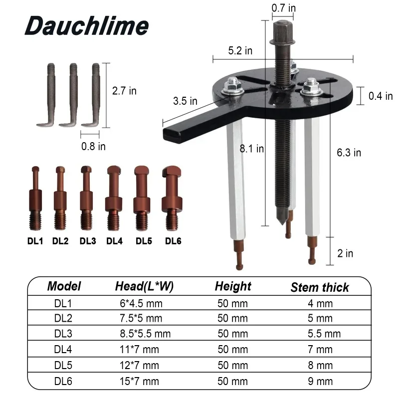 Kit de tração de rolamento universal, extrator de engrenagem de 3 mandíbulas, separador de rolamento, extrator de três mandíbulas, furo interno, ferramenta de desmontagem