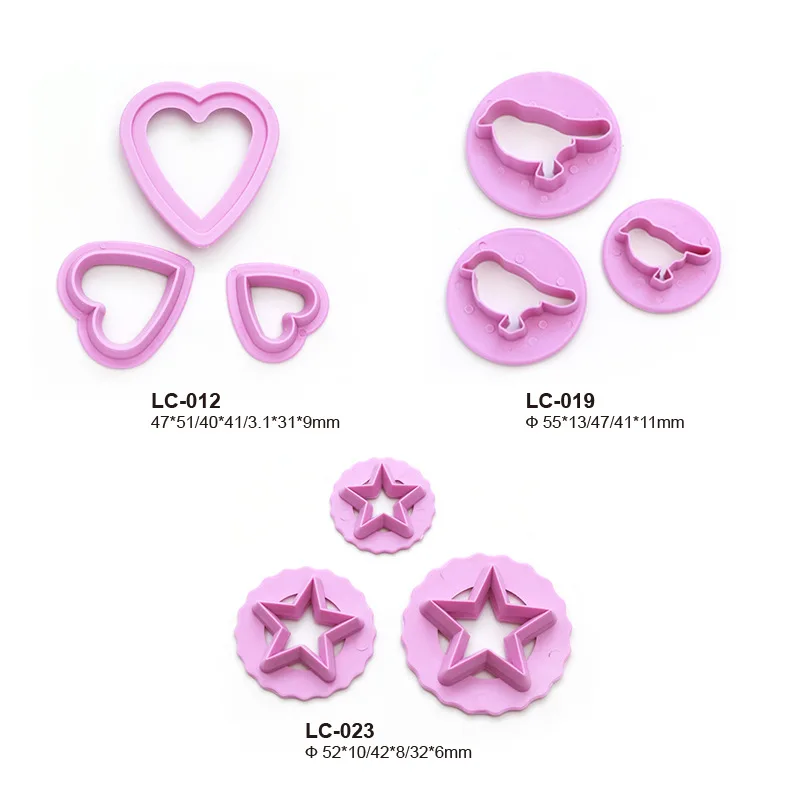 3pcs Small Bird Star Heart Polymer Clay Cutter For Jewelry Making DIY Earring Mini Cutting Mold Pottery Ceramic cookie Cutter