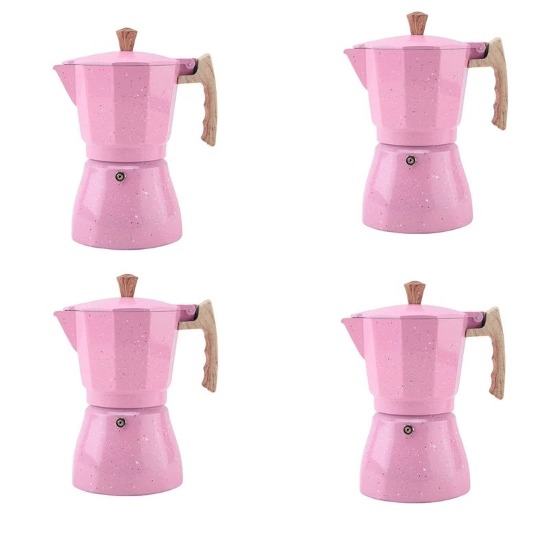 4X Latte Mocha Coffee Maker Italian Moka Espresso Cafeteira Percolator Pot Stovetop Coffee Maker 300Ml Pink