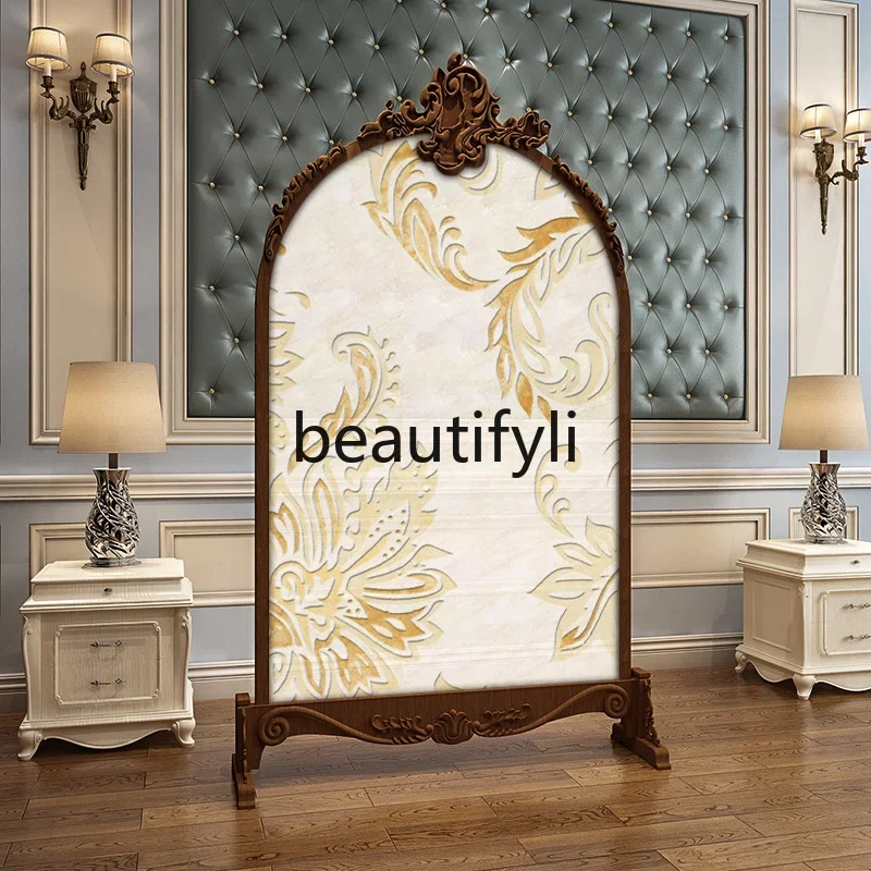 

Screen partition living room modern simple European light luxury door cover bedroom tea room entrance feather seat screen