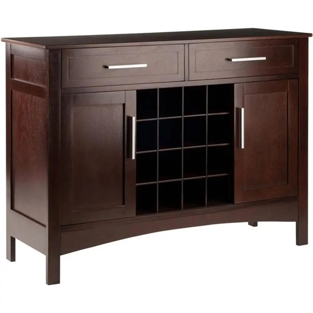 

Transitional Style Solid Wood Wine Holder Buffet Table in Puccino Finish