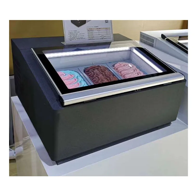 110V 220V Commercial Portable Mini Ice Cream Display Freezer Gelato Cake Display Fridge Small Ice Cream Stick Showcase