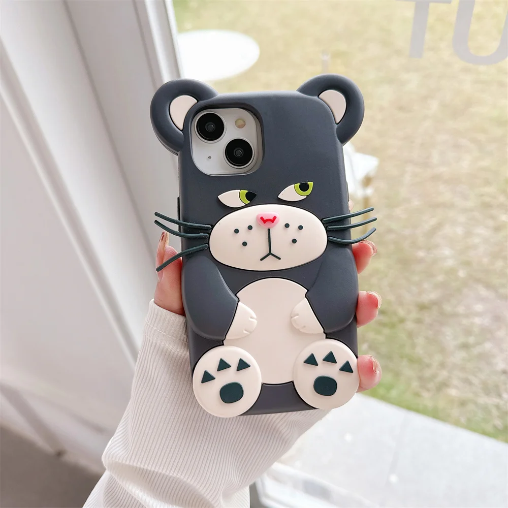 3D Lucifer Cat Disney Cinderella Phone Case For iPhone 11 12 13 14 15 Pro Max Cute Cartoon Soft Silicone Case