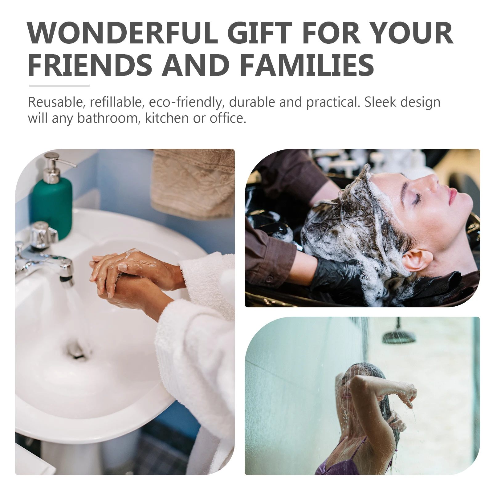 

Press Type Liquid Bottle Dispenser Shampoo Bottle Stainless Steel Reusable Waterproof Non-Slip Design for Bathroom