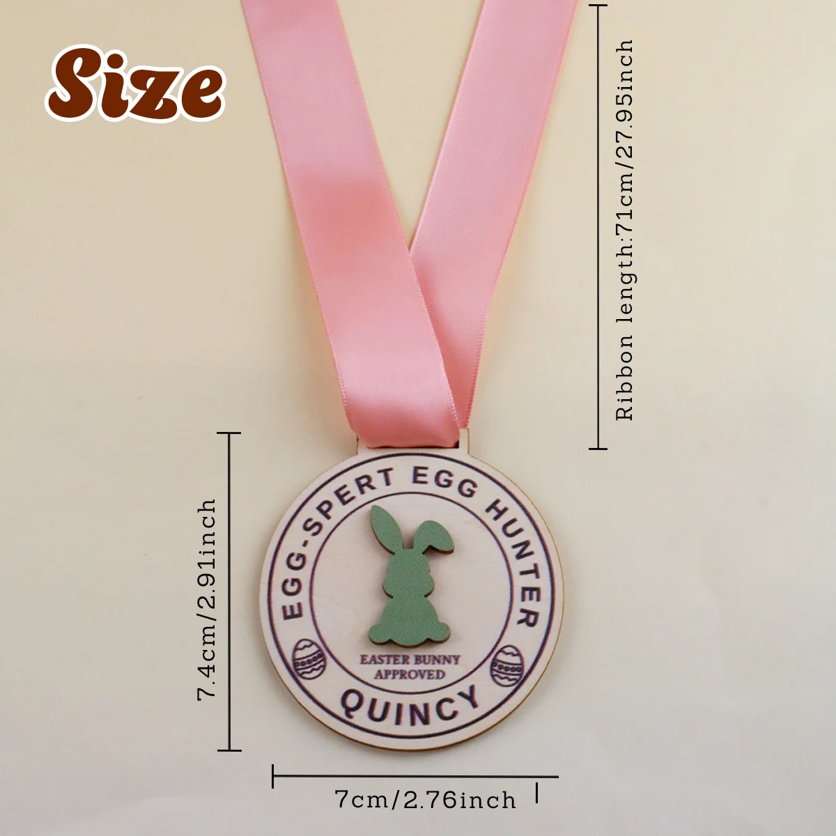 Custom Easter Bunny Medal with Ribbon, Personalized Keepsake