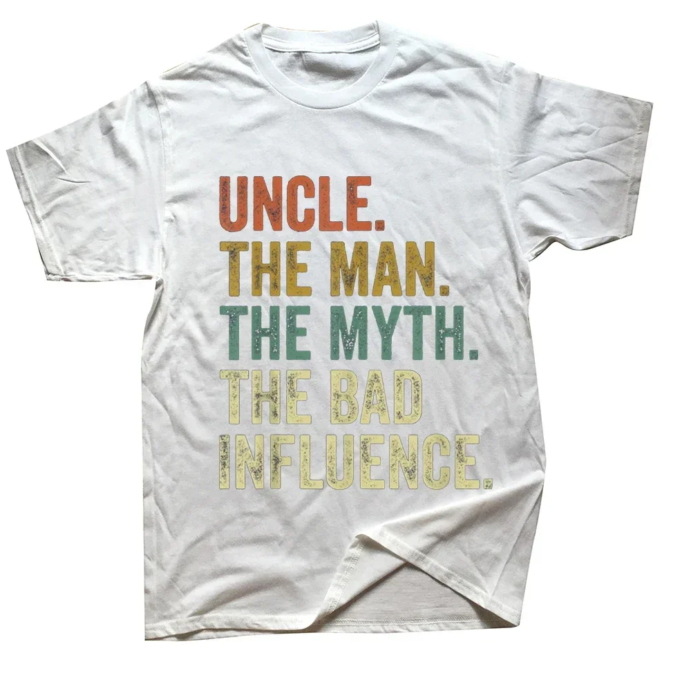 Vintage Fun Uncle Man Myth Bad Influence T Shirts Funny Streetwear Short Sleeve Birthday Gifts Summer Style T-shirt Men