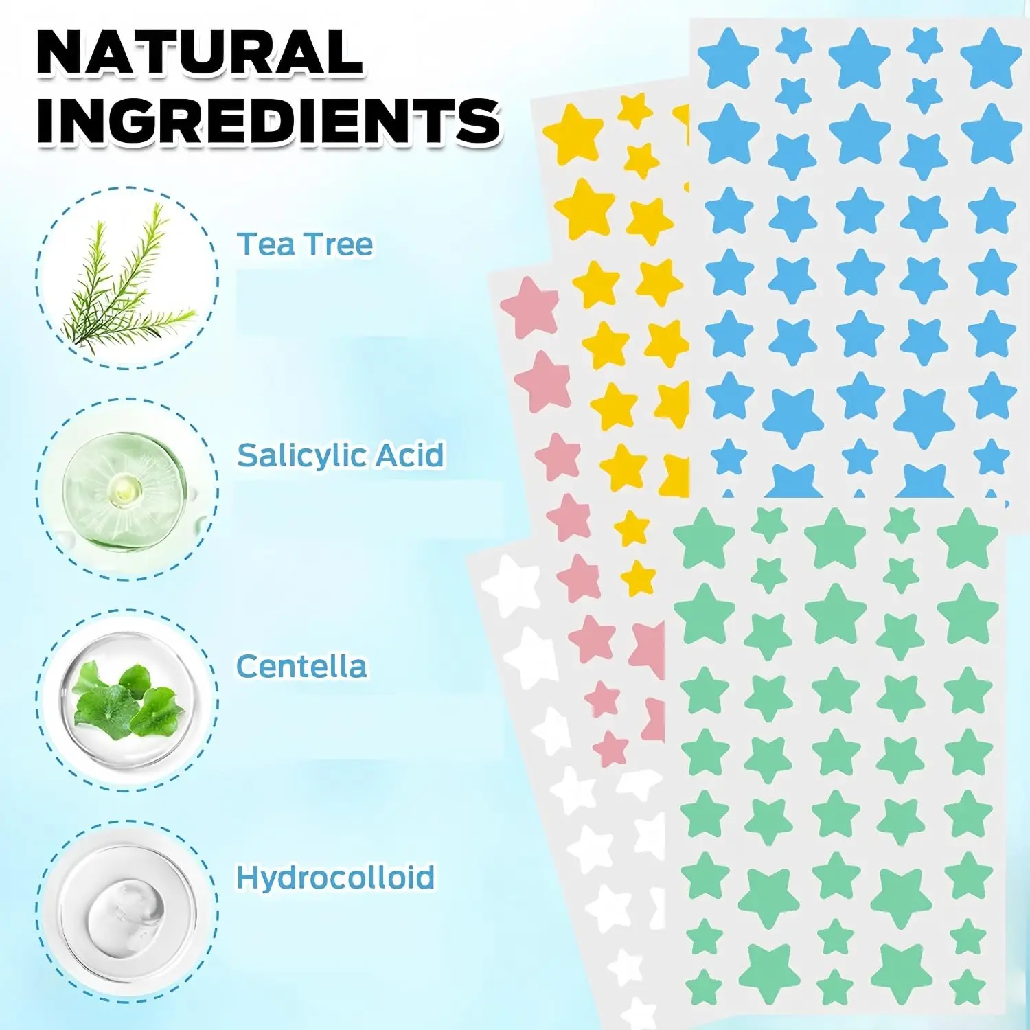 Pimple Patches for Face Hydrocolloid Acne Patches Cute Star Zit Covers 40pcs Colorful Spot Stickers